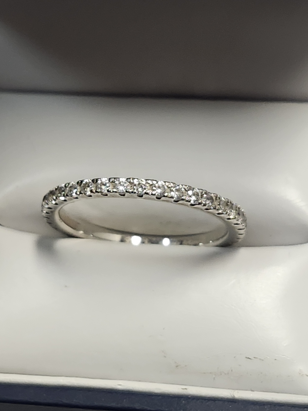 Sterling Silver Crystal Stone Band Ring Size 7